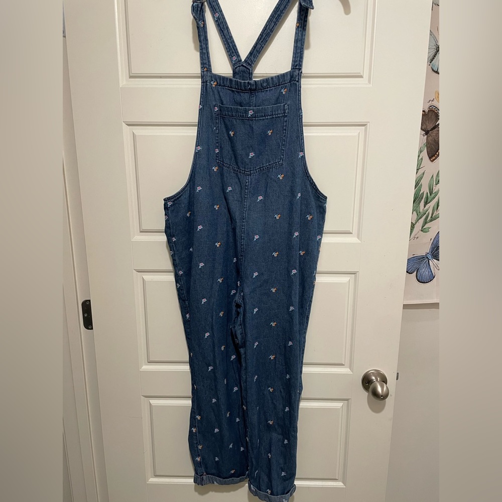 🌹Aerie embroidered floral overalls 🌹